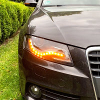 Scheinwerfer-Umbau - Dynamischer LED Blinker - Audi A4 S4 8K B8 Vorfacelift Xenon Dyn. Blinker + Lackierung Schwarz Glanz