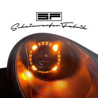 Headlight Conversion - Porsche 911 996.1 Boxster 986.1 Halogen - Bi-LED Panamera Style 4-Point Daytime Running Light - Painting Black