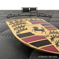 Lackierung Fahrzeug Embleme Leisten - Porsche - Wappen Logos Zeichen Beschriftung Badges Stuttgart Schwarz Matt,3 Teile