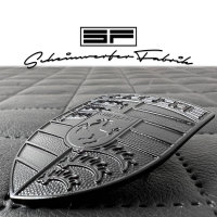 Lackierung Fahrzeug Embleme Leisten - Porsche - Wappen Logos Zeichen Beschriftung Badges Stuttgart Schwarz Matt,3 Teile