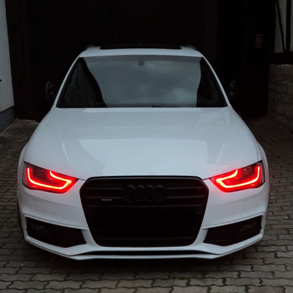 Scheinwerfer-Umbau - Audi A4 S4 RS4 B8 Facelift - RGBW Tagfahrlicht LED-Blinker TFL App Bluetooth Pace-Car Show