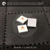 LED Orange-Amber auf Alu-Platine 10mm x 10mm vorgelötet inkl. Kabel und Wärmeleitpad Amber