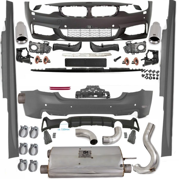 435d Umbaukit Performance Bodykit Stoßstange Schweller+Auspuffanlage passt für BMW 4er F32 F33 Serie & M Paket +ABE*