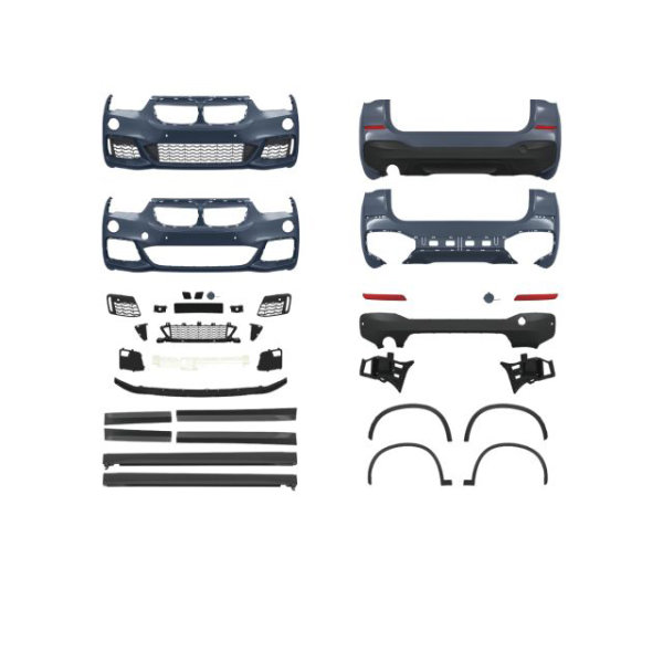 AN Sport Umbau 1-Rohr Bodykit Set grundiert für SRA + PDC passt für BMW X1 F48 bis Baujahr 2019 auch M-Paket