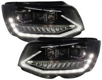 LED Tagfahrlicht Scheinwerfer passend f&uuml;r VW T6 2015-19 schwarz mit dynamischem Blinke