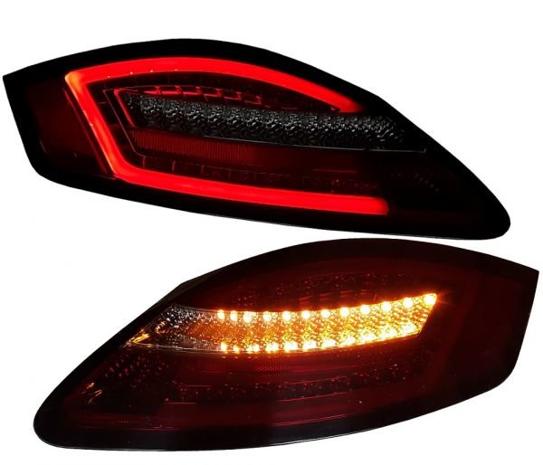 Lightbar LED R&uuml;ckleuchten passend f&uuml;r Porsche Boxster 987/Cayman, rot-rauch, dynamischer Blinker