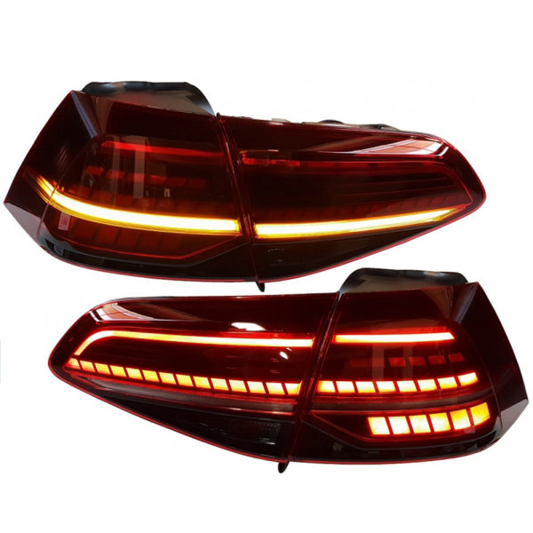 LED R&uuml;ckleuchten passend f&uuml;r Golf 7 2013+ dynamischer LED Blinker R-Look rot smoke TC