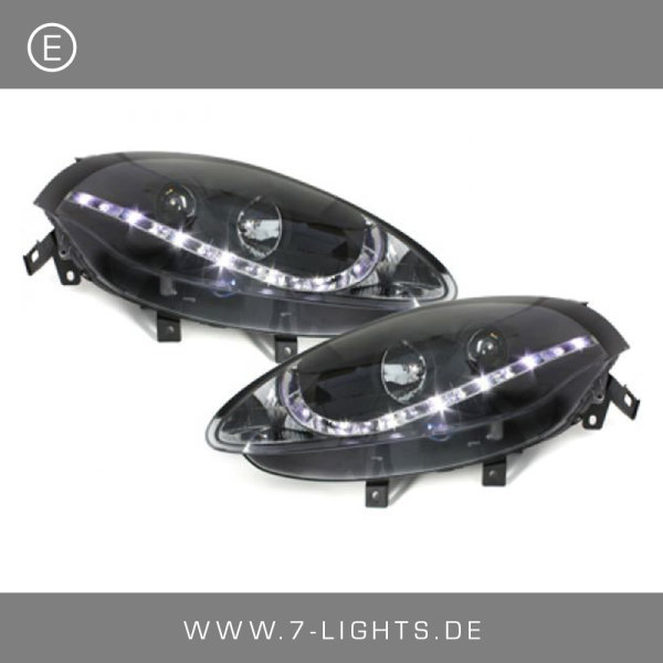 LED TAGFAHRLICHT Scheinwerfer passend f&uuml;r Fiat Bravo 07+ schwarz Sonar
