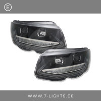 LED Tagfahrlicht-Scheinwerfer passend f&uuml;r VW T6 2015-19 piano-schwarz mit dynamischem Blinker