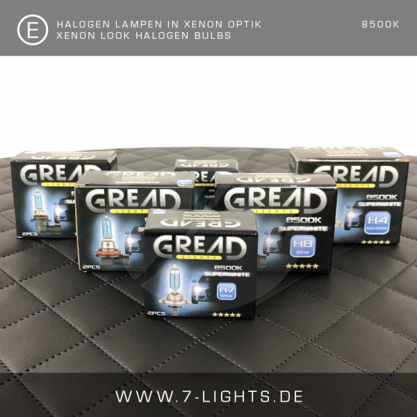 2x GREAD Silverline Halogen-Lampe Xenon-Optik 8500k H7