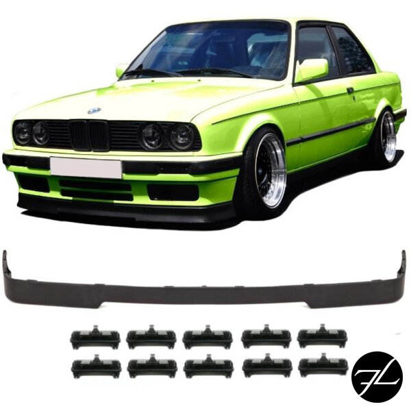 Frontspoiler Lippe vorne Schwarz + 10x Montage Clips 87-94 passend für BMW E30