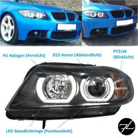 SATZ Xenon Scheinwerfer Schwarz D1S+TAGFAHRLICHT U-LED f&uuml;r BMW 3er E90 E91 05-08