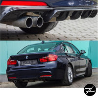 Heckdiffusor 2 Rohr Carbon Glanz Sport-Performance passt für BMW F30 F31 M-Paket