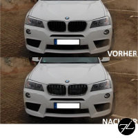 2x K&uuml;hlergrill SET Schwarz Hochglanz Sport Doppelsteg passend f&uuml;r BMW X3 F25 10-