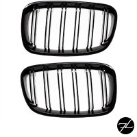 SET Doppelsteg Kühlergrill Grill Schwarz Glanz passt für BMW 1er F20 F21 ab 2010-2015