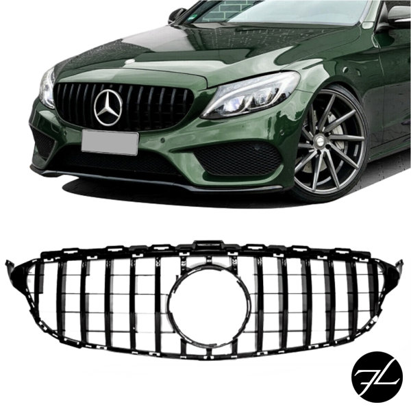 Kühlergrill Grill Schwarz Glanz passend für Mercedes C Klasse W205 S205 14-18 auf Sport-Panamericana GT