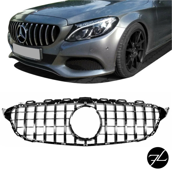 Kühlergrill Grill Schwarz Chrom passt für Mercedes S205 W205 14-18 auf Sport Panamericana GT