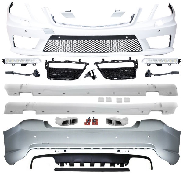 Mercedes W212 Bumper BODYKIT +DAYTIME RUNNING LIGHTS +EXHAUST TIPS +Accessories E63 AMG