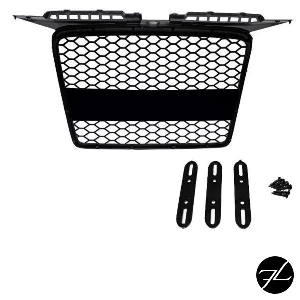 Kühlergrill Wabengrill Sport für Audi A3 8P 05-08 Schwarz Hochglanz+ Kennzeichenplatte integriert für RS3