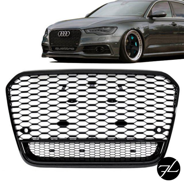 Sport Wabendesign Kühlergrill Hochglanz Schwarz passt für Audi A6 4G C7 bj 10-14 außer RS6 S6