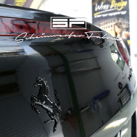 Lackierung Fahrzeug Embleme Leisten - Ferrari - Pferd, Cheval, Logos, Zeichen, Beschriftung, Badges Schwarz Matt 2 Teile