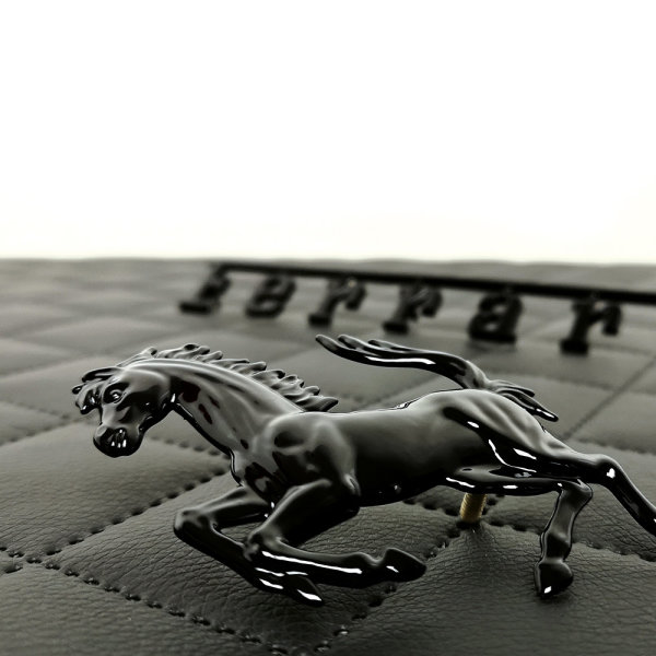 Lackierung Fahrzeug Embleme Leisten - Ferrari - Pferd, Cheval, Logos, Zeichen, Beschriftung, Badges Schwarz Glanz 3 Teile