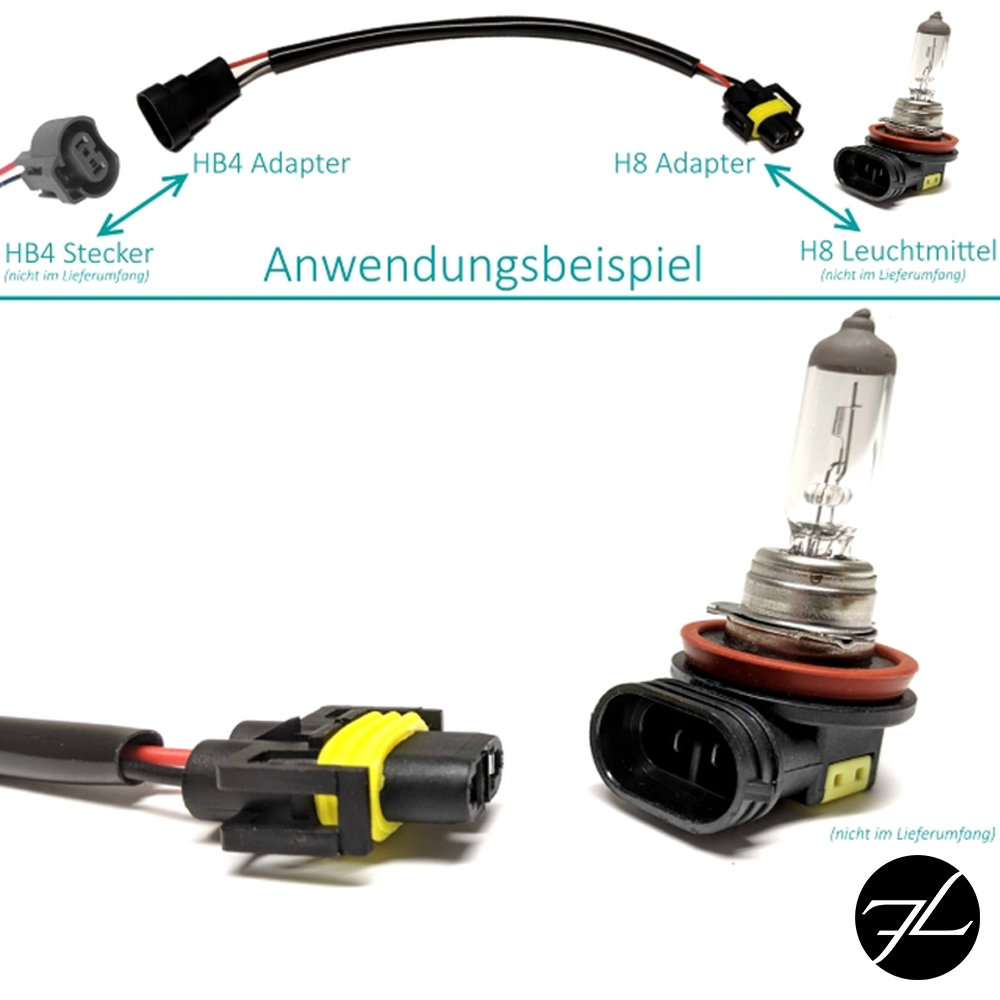 2x Adapter HB4 auf H8 H11 Stecker Anschluss Verbindung KFZ PKW Nebels ...